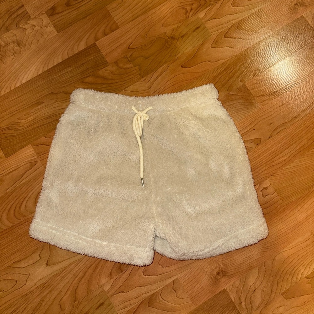 SHEIN Cream Fuzzy Pajama Shorts